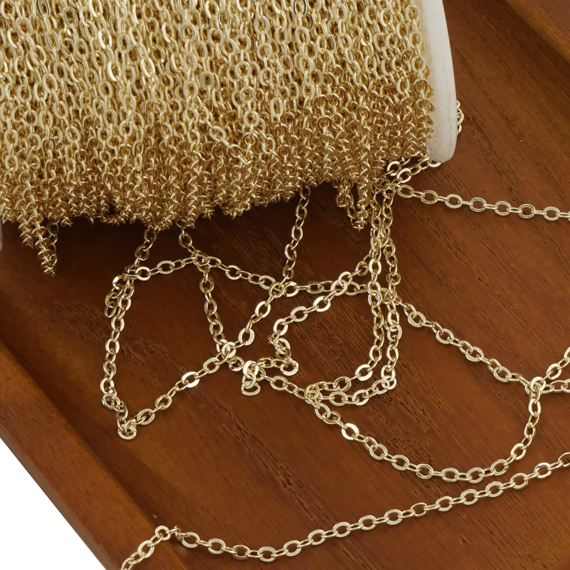 14k Gold Filled Cable Chain for Custom Jewelry Making, Unfinished Bulk Cable Chain 1.0mm 1.3mm 1.5mm 2.0mm 6 feet 104043