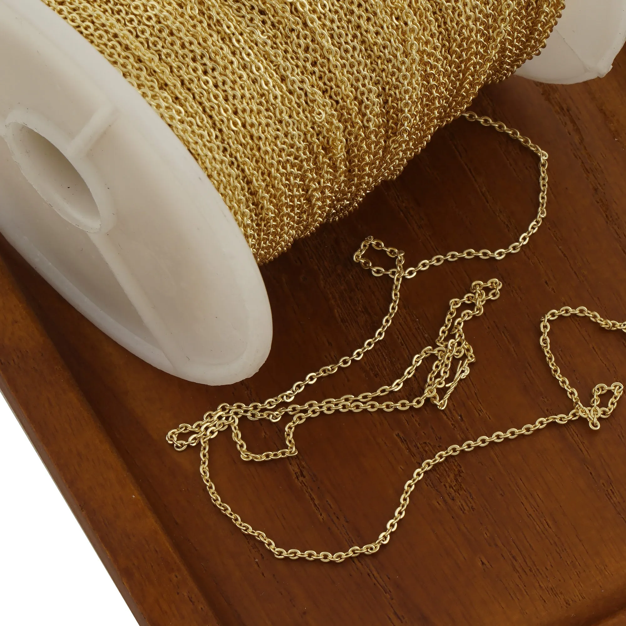 14k Gold Filled Cable Chain for Custom Jewelry Making, Unfinished Bulk Cable Chain 1.0mm 1.3mm 1.5mm 2.0mm 6 feet 104043