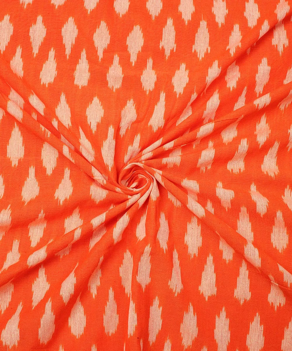 2.5 m Orange grey cotton handloom pochampally ikat fabric