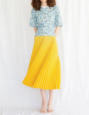 3D Knit Pleated Skirt in Sunflower