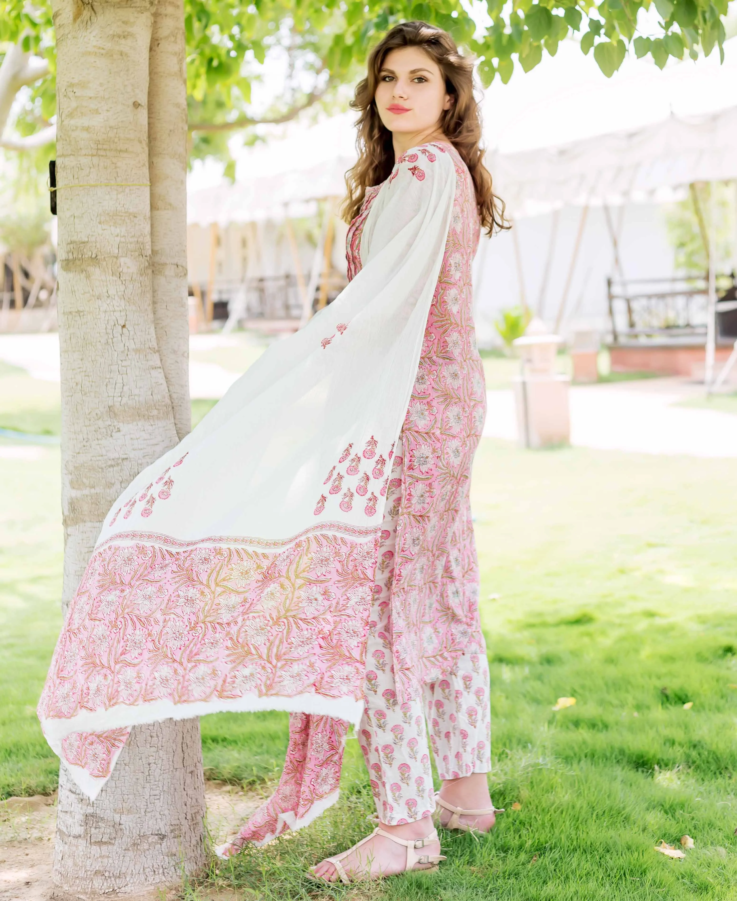 Alyssa Straight Cut Printed Pink Kurta