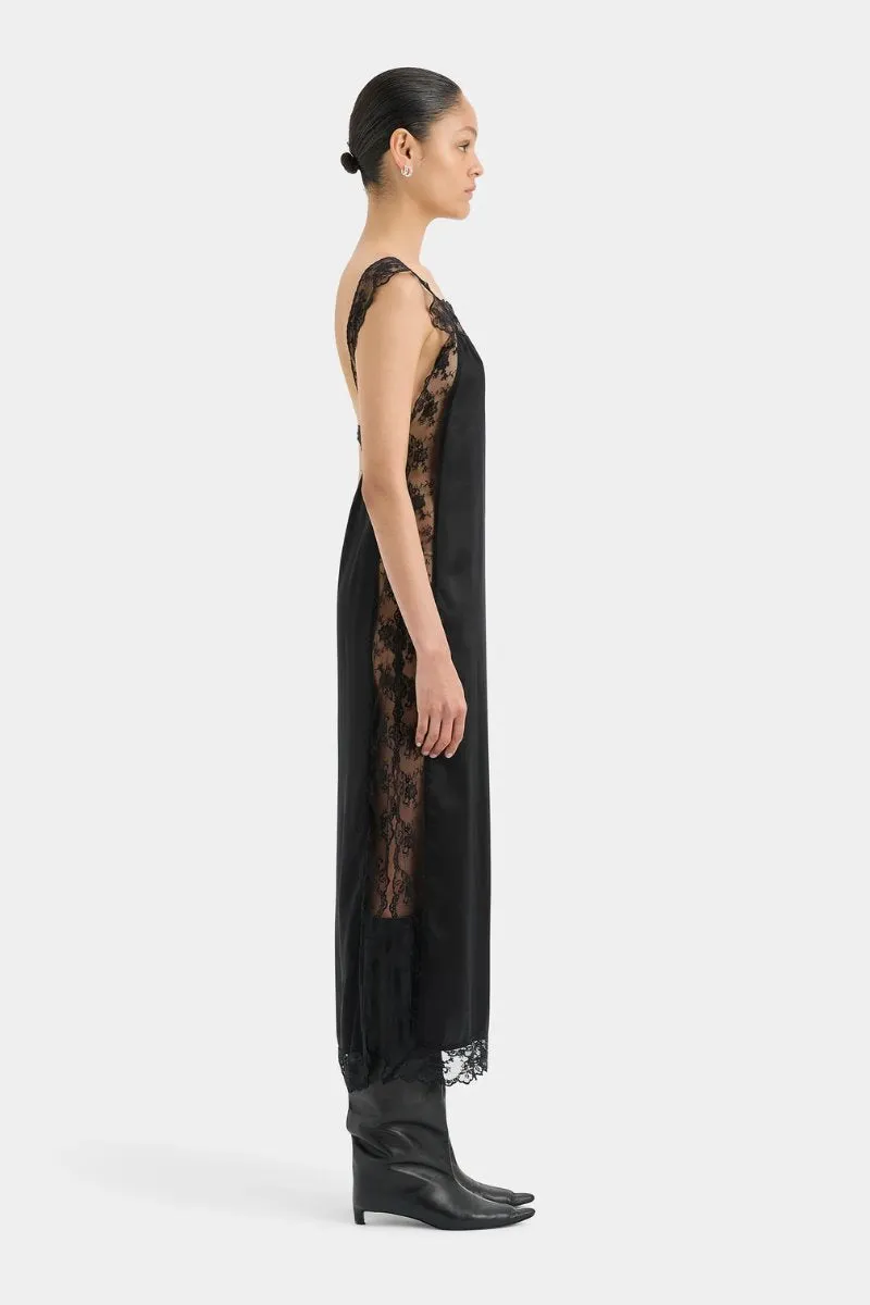 ARIES SQUARE NECK LACE DRESS-BLACK