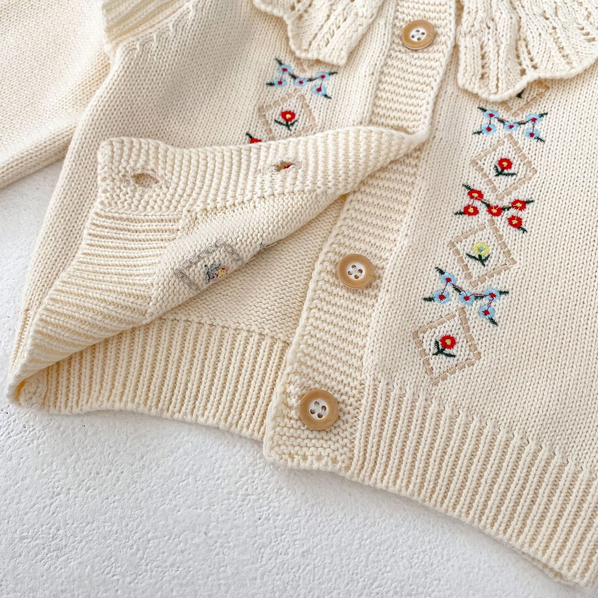 Baby Kid Girls Flower Embroidered Cardigan Wholesale 24011159