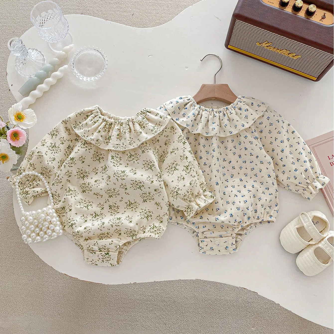 Baby Kid Girls Flower Print Rompers Wholesale 240301132