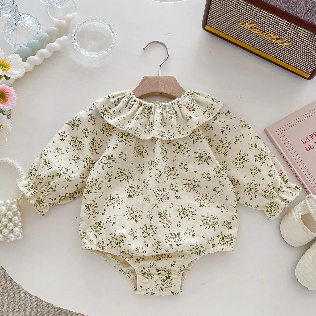 Baby Kid Girls Flower Print Rompers Wholesale 240301132