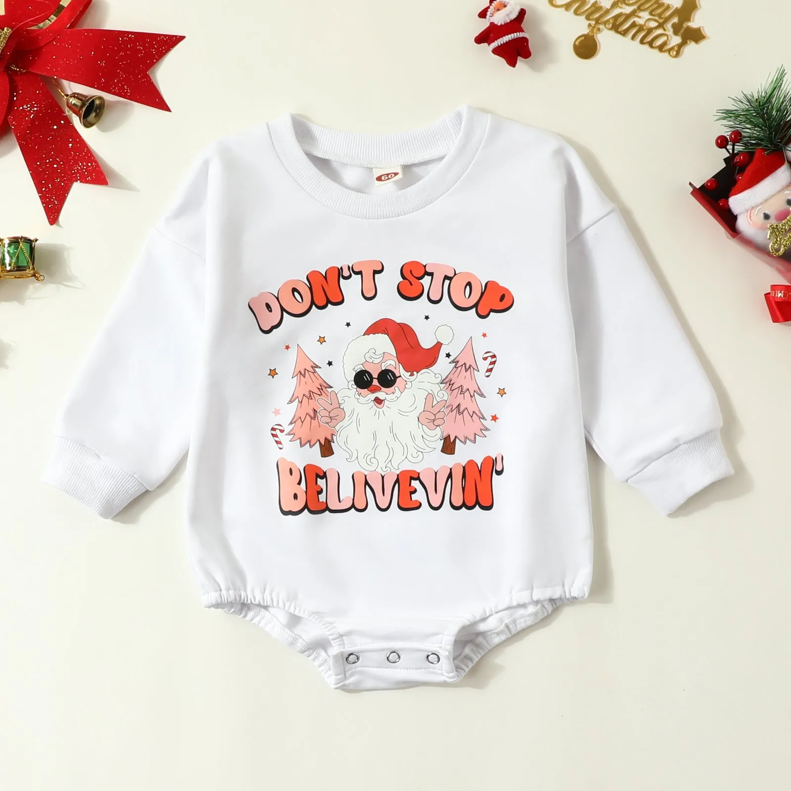 Baby Kid Girls Letters Cartoon Print Christmas Rompers Wholesale 23112102