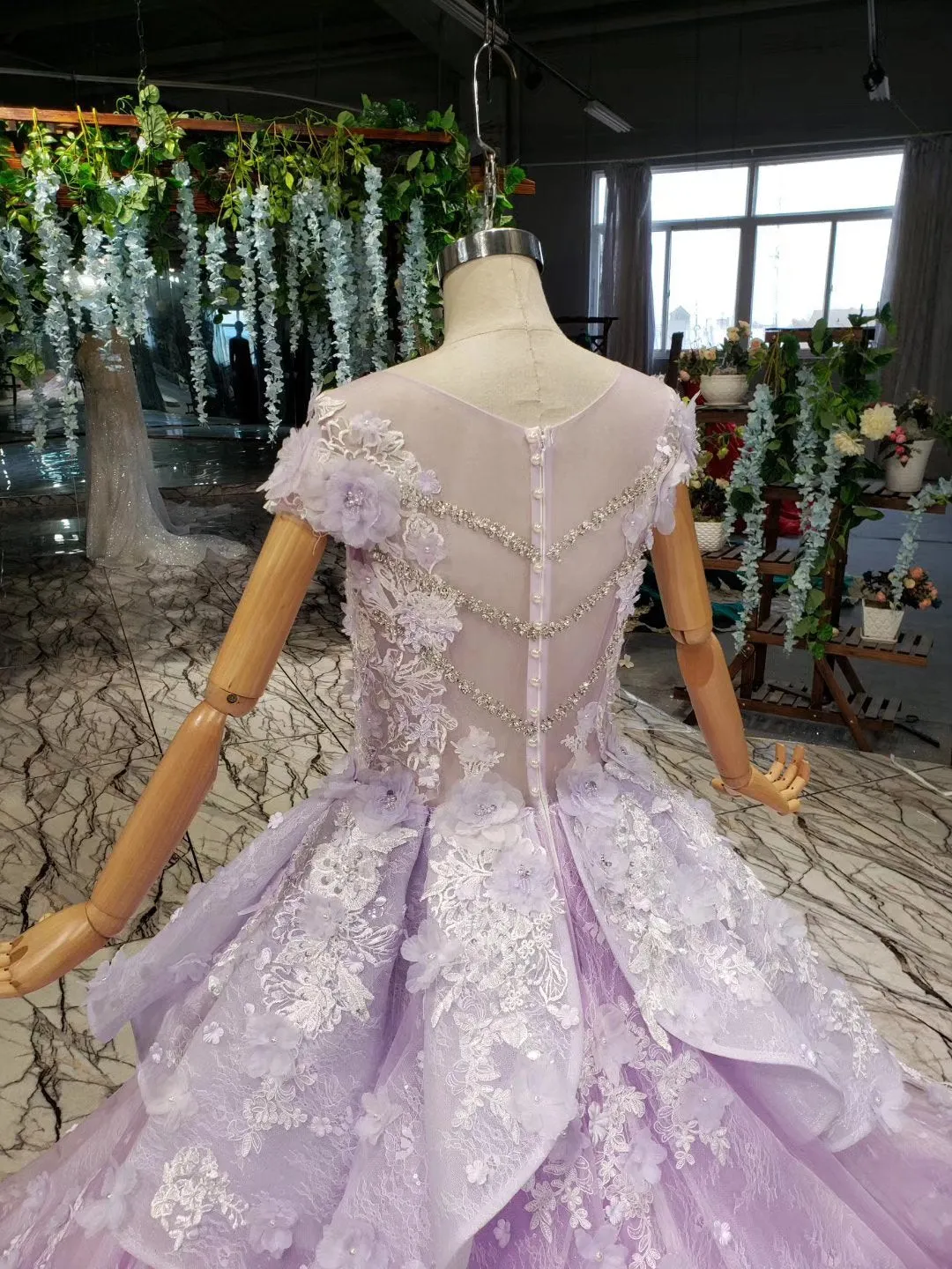 Ball Gown Lace Appliques Cap Sleeves Long Prom Dresses, Quinceanera STK20480