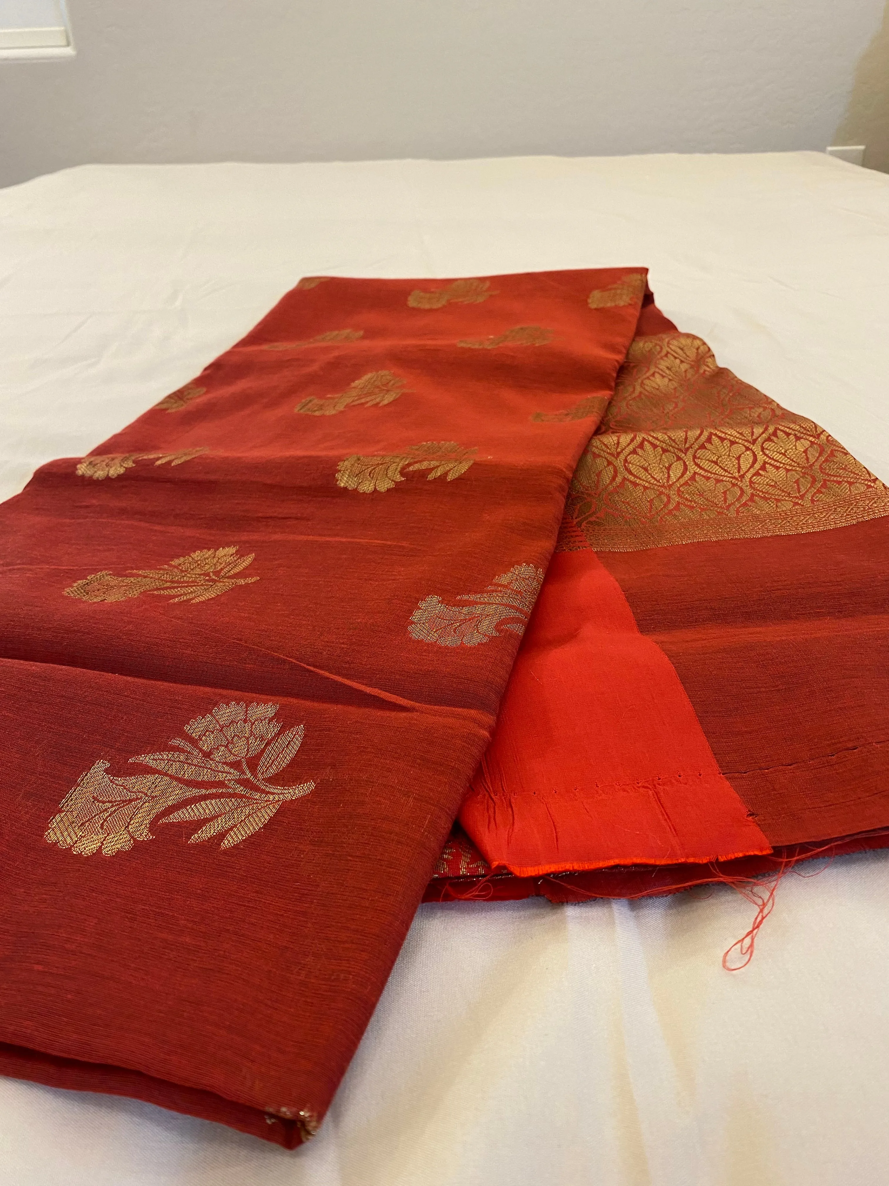 Beautiful Red Silk Cotton Saree