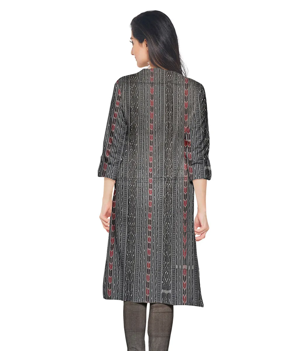 Black grey handwoven cotton nuapatna dress material