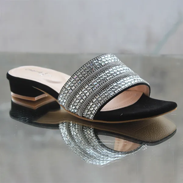 Black Heel Slippers for women