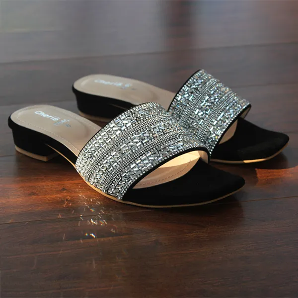 Black Heel Slippers for women