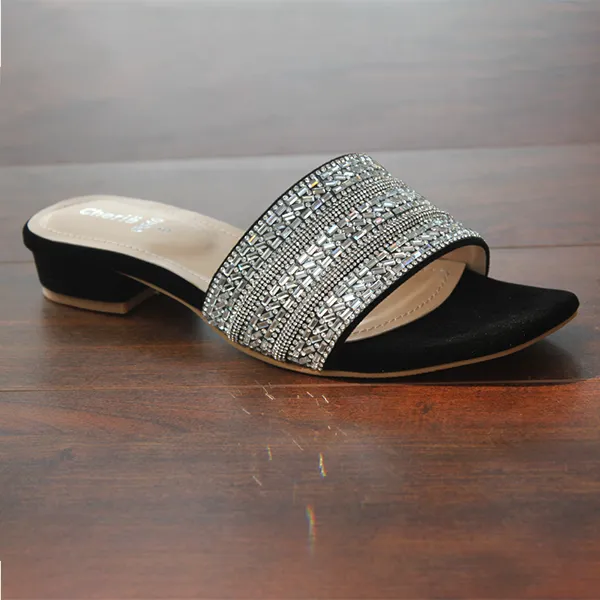 Black Heel Slippers for women