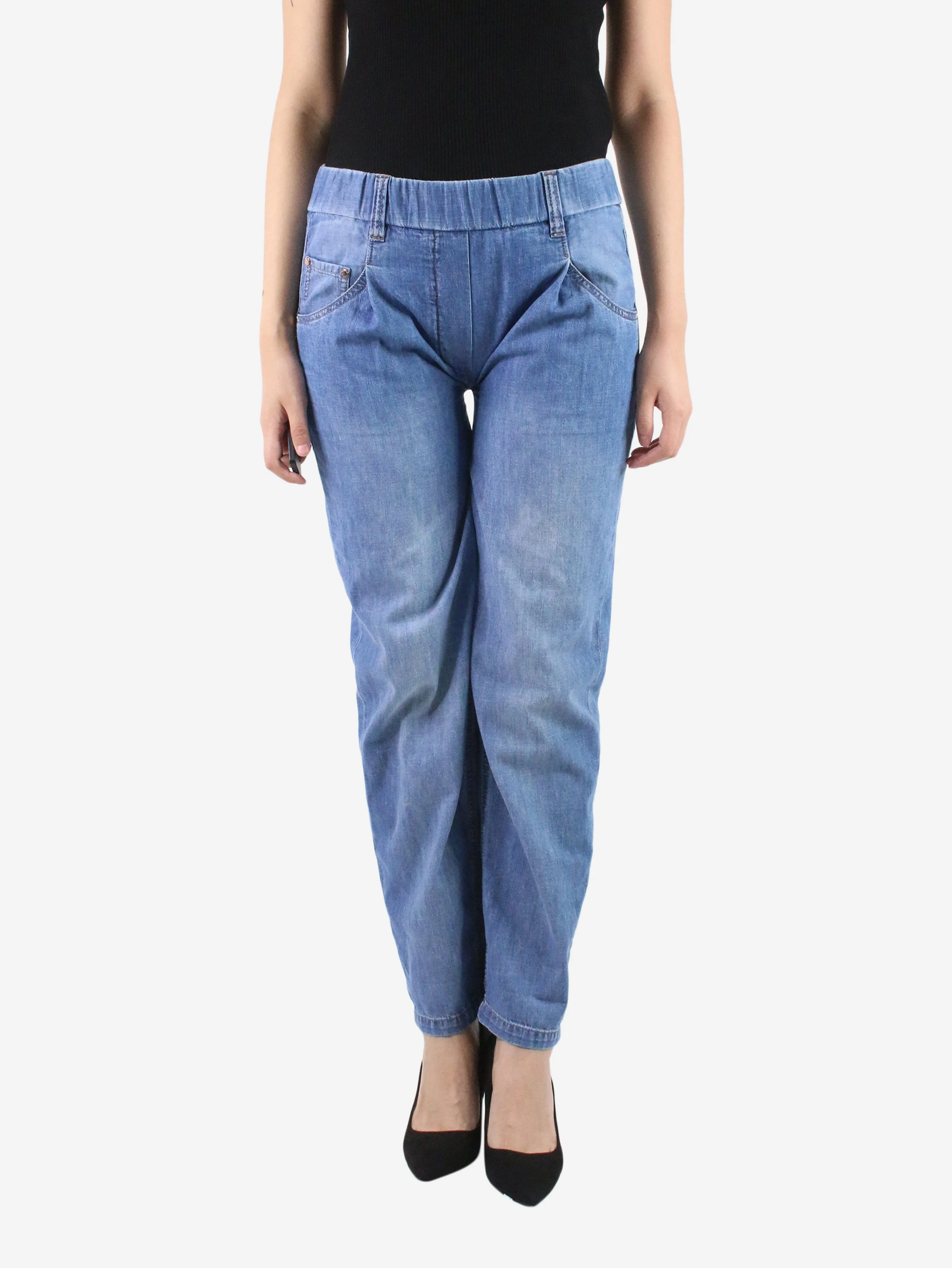 Blue pleated jeans - size US 4