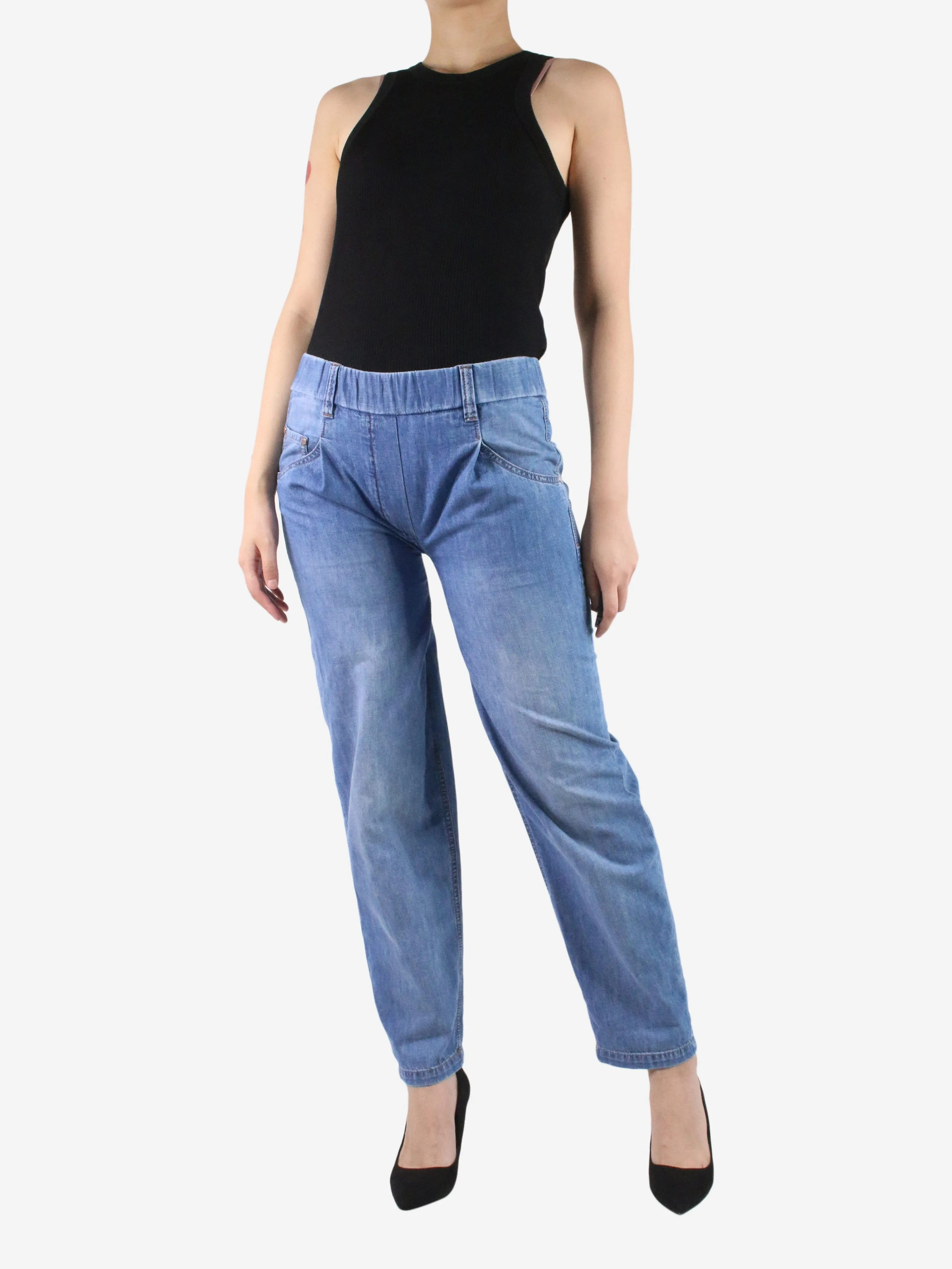 Blue pleated jeans - size US 4