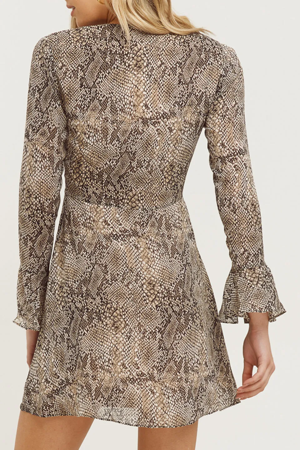 Cobra Print LS Sand Mini Dress