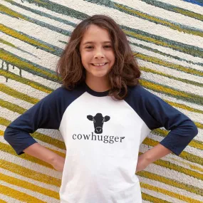 Cowhugger Youth Raglan Baseball Shirt White and Navy