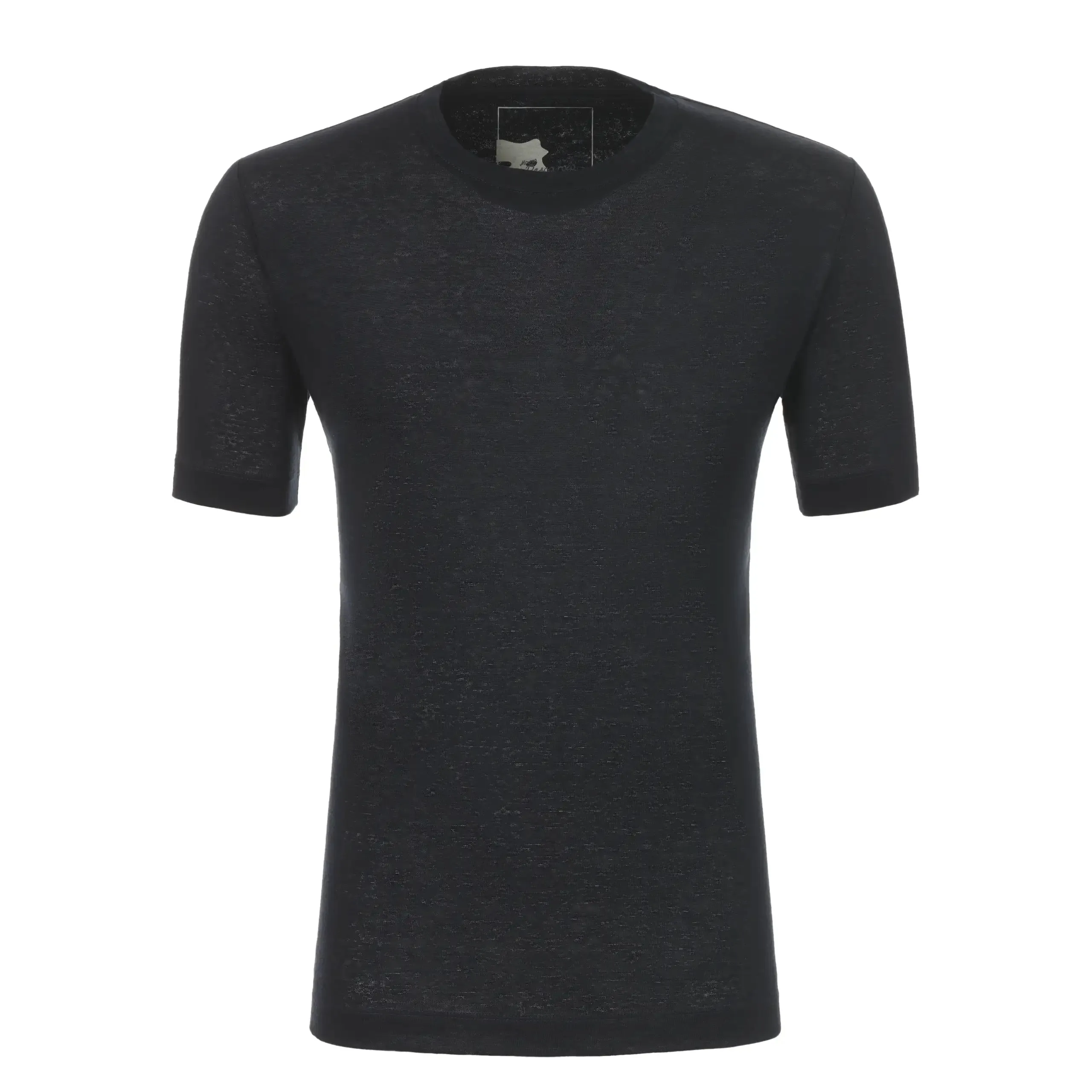 Crew-Neck Linen T-Shirt in Dark Blue