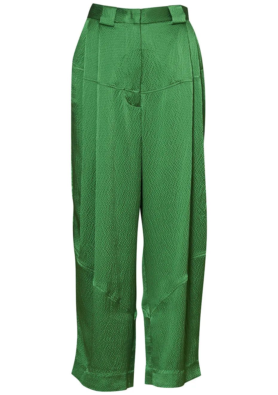 Cropped Divide Pant Green Silk