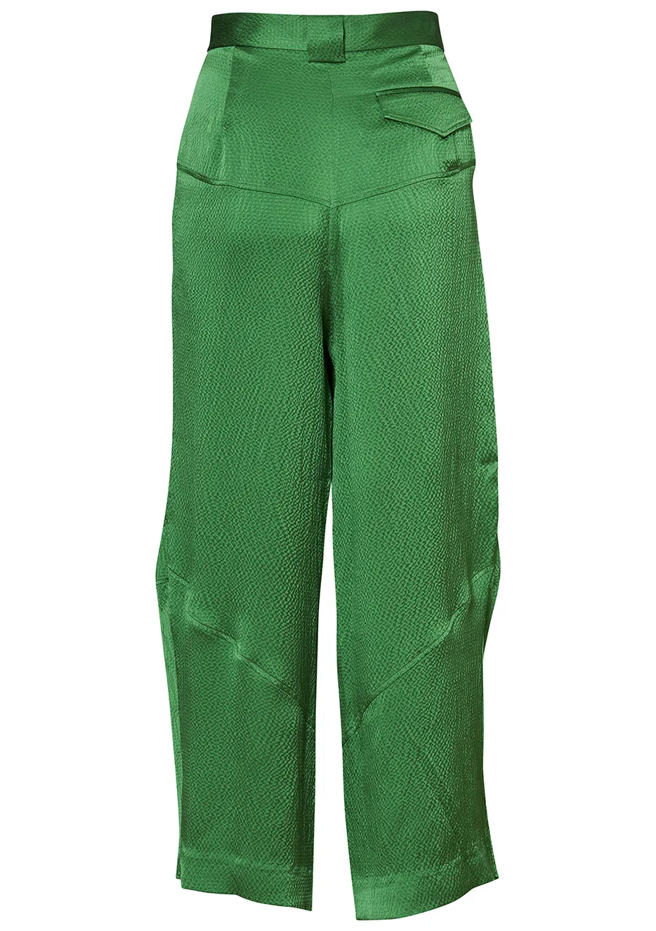 Cropped Divide Pant Green Silk