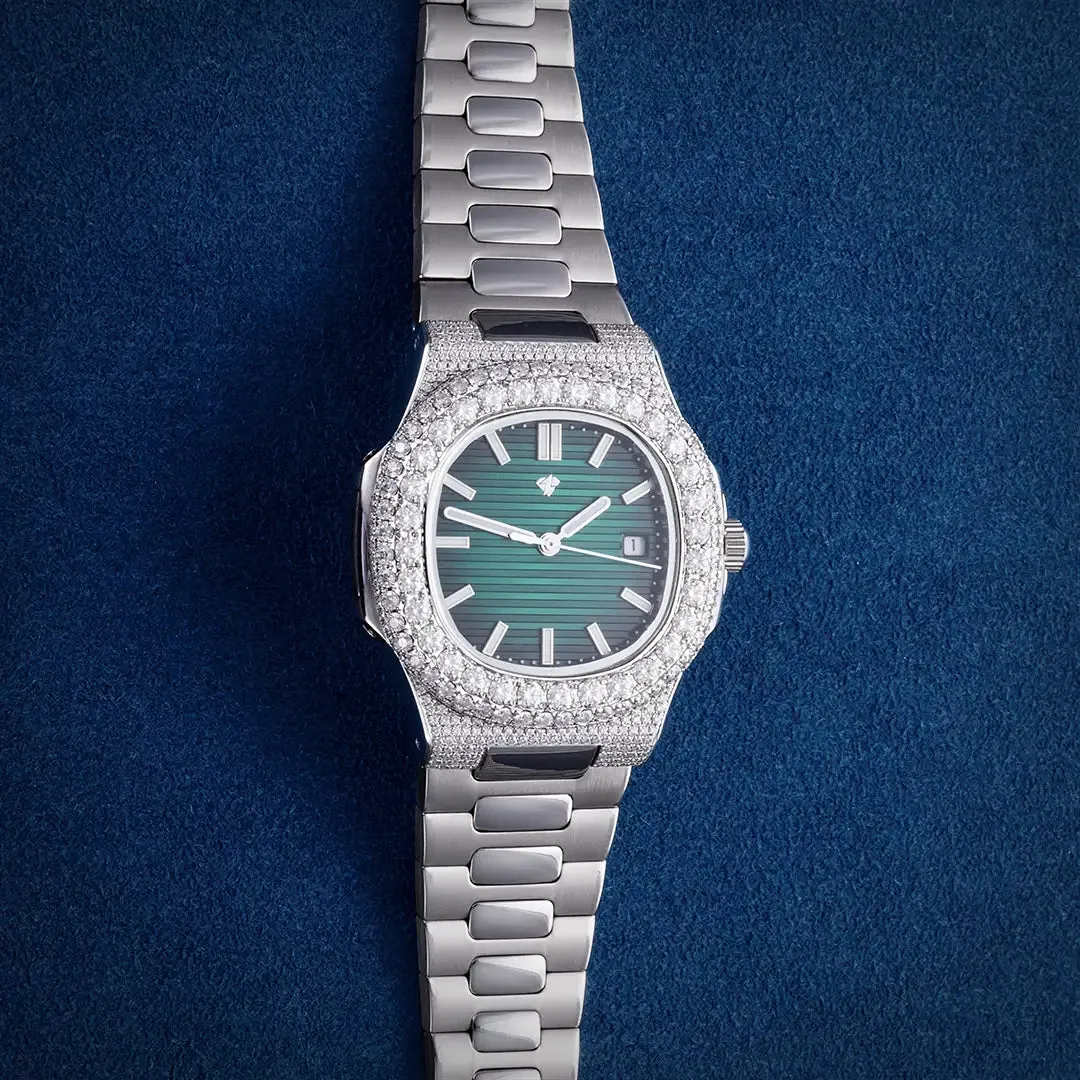 Custom Bubble Iced Moissanite Watch