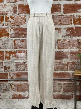 Dex Linen Pant in Taupe and Cream Stripe