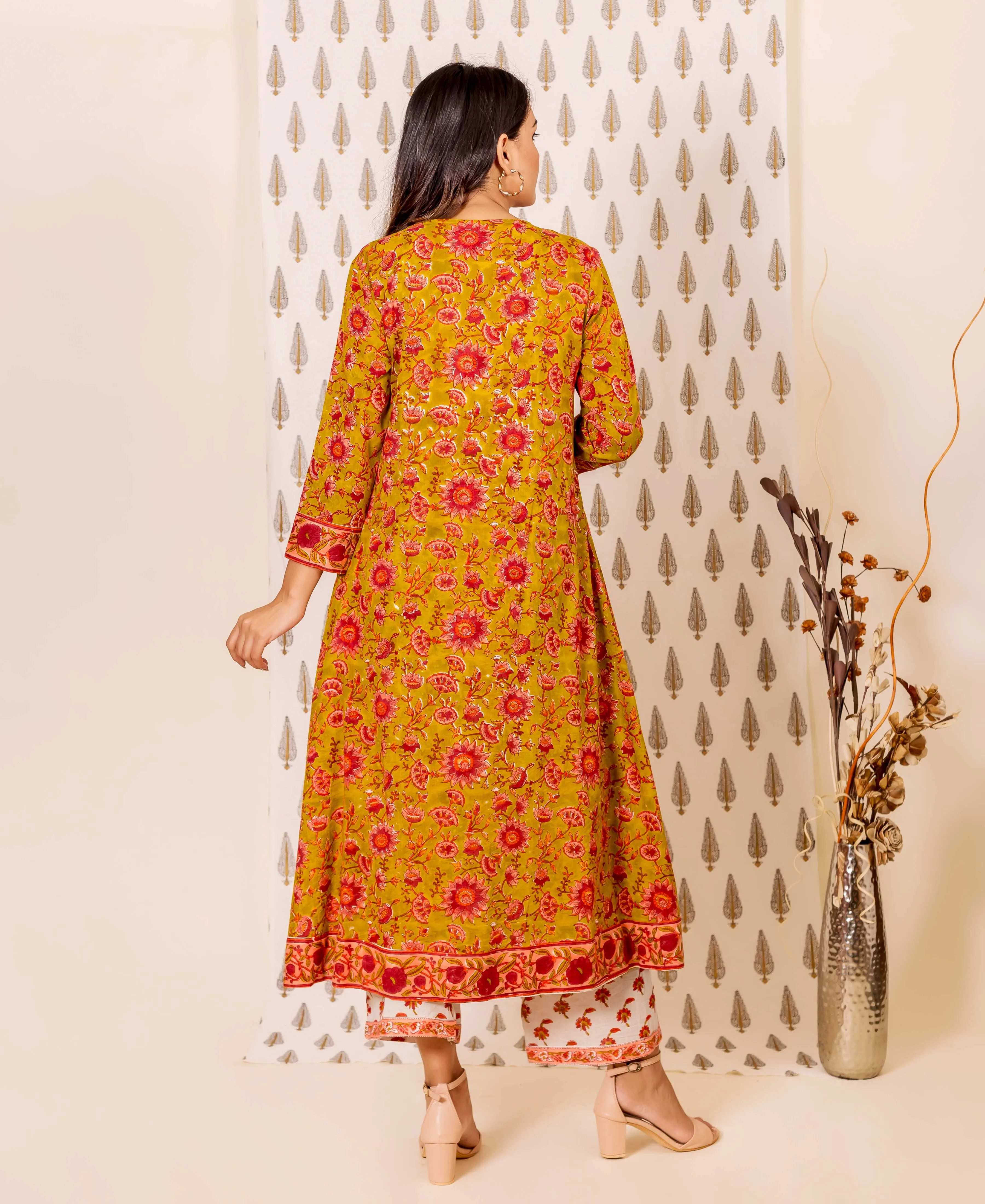 Dijon Yellow Hand Block Printed Kurta