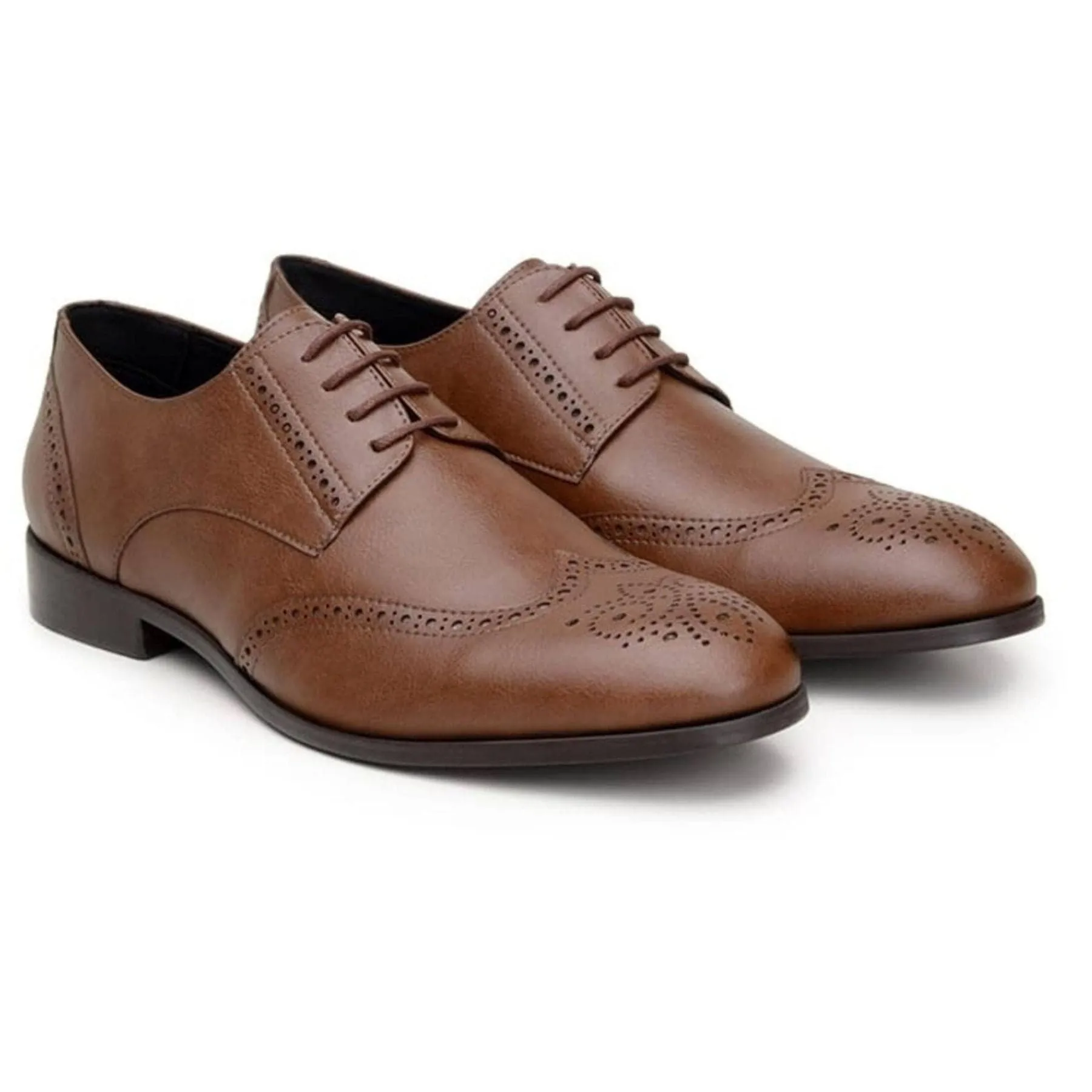 'Elias' men's vegan wingtip shoe by Ahimsa - cognac