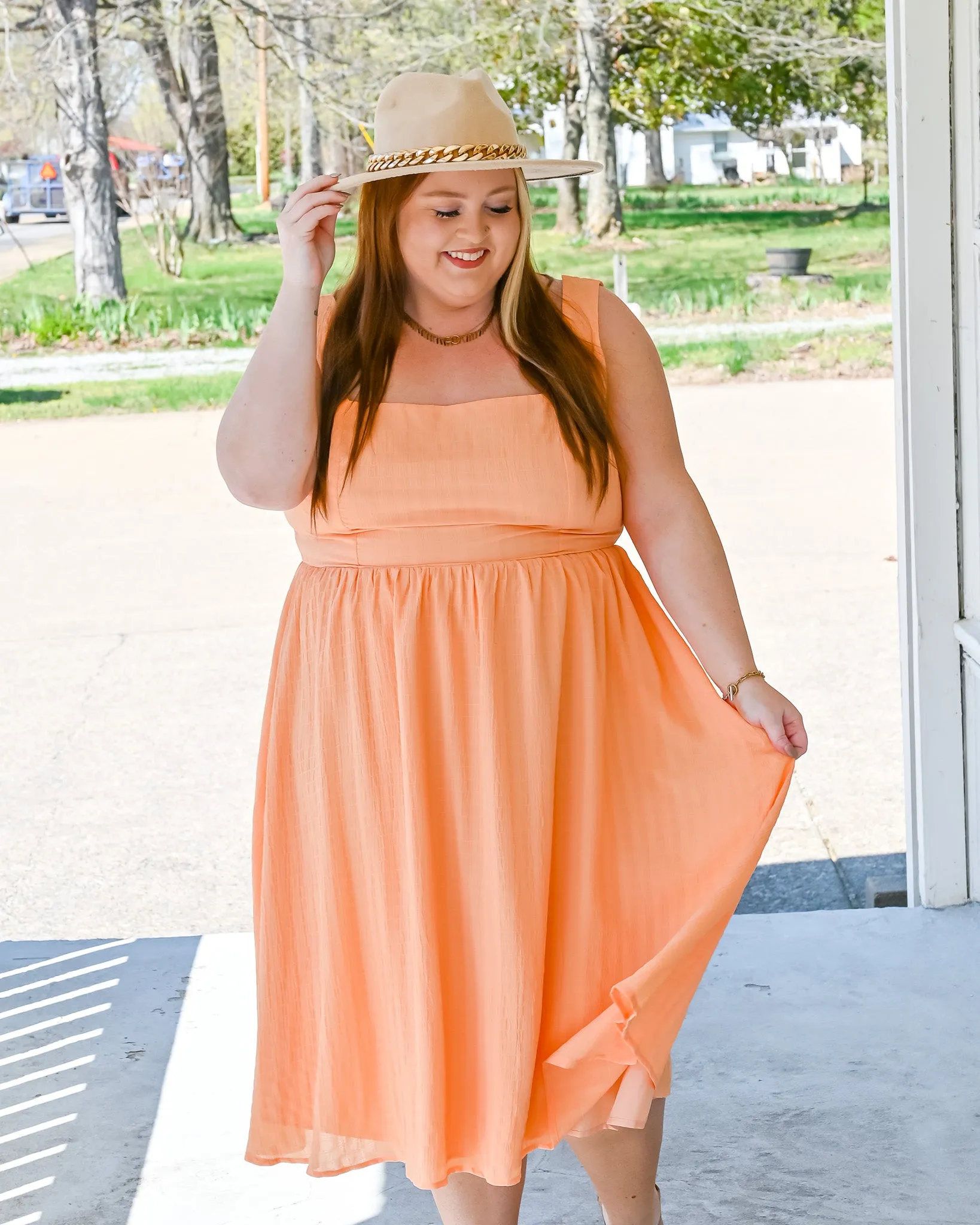 Field of Apricots Midi Dress PLUS