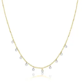 Gold Bezeled Diamond Dangle Necklace