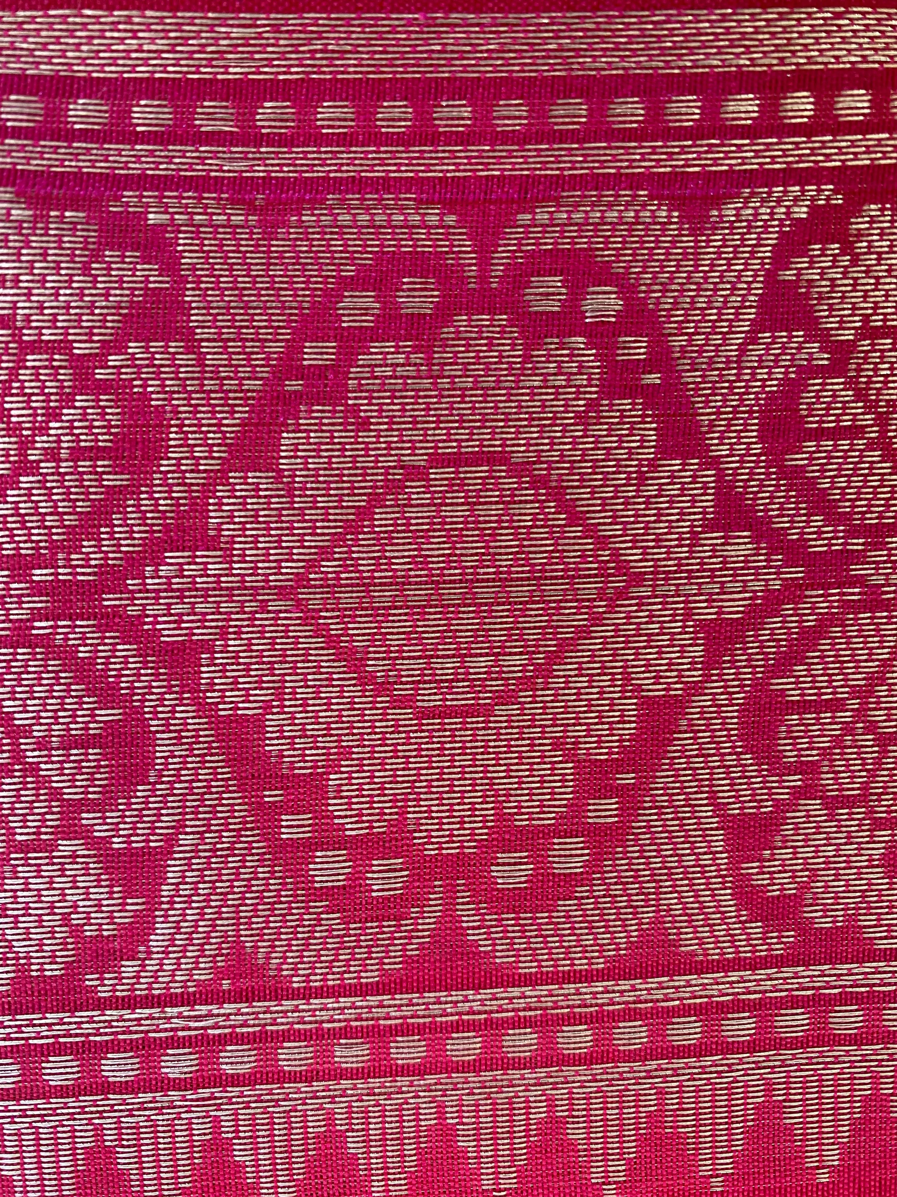 Gorgeous Hot Pink Silk Cotton Saree with Silver Jari