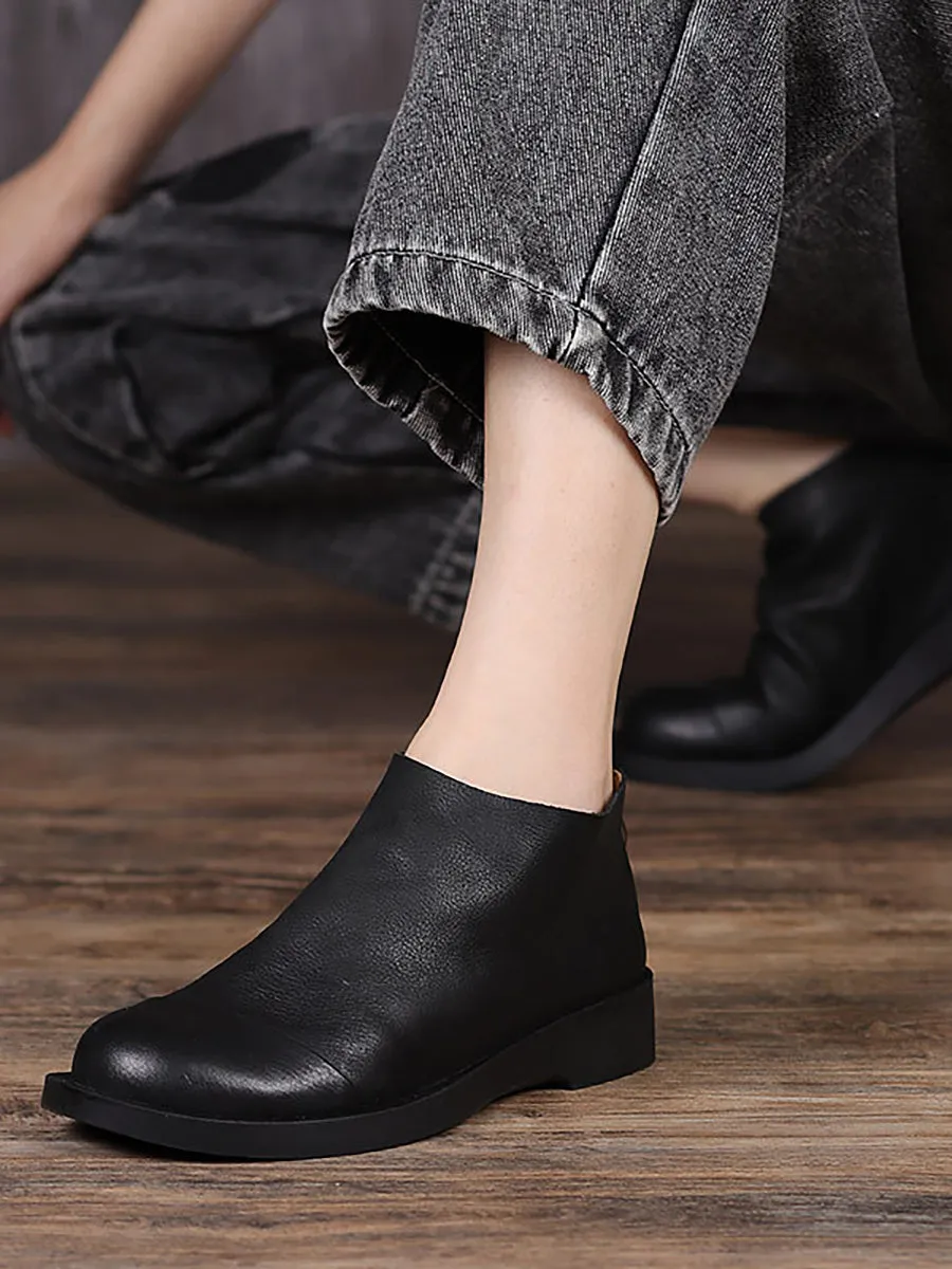 Handmade Genuine Leather Vintage Women Short Boots