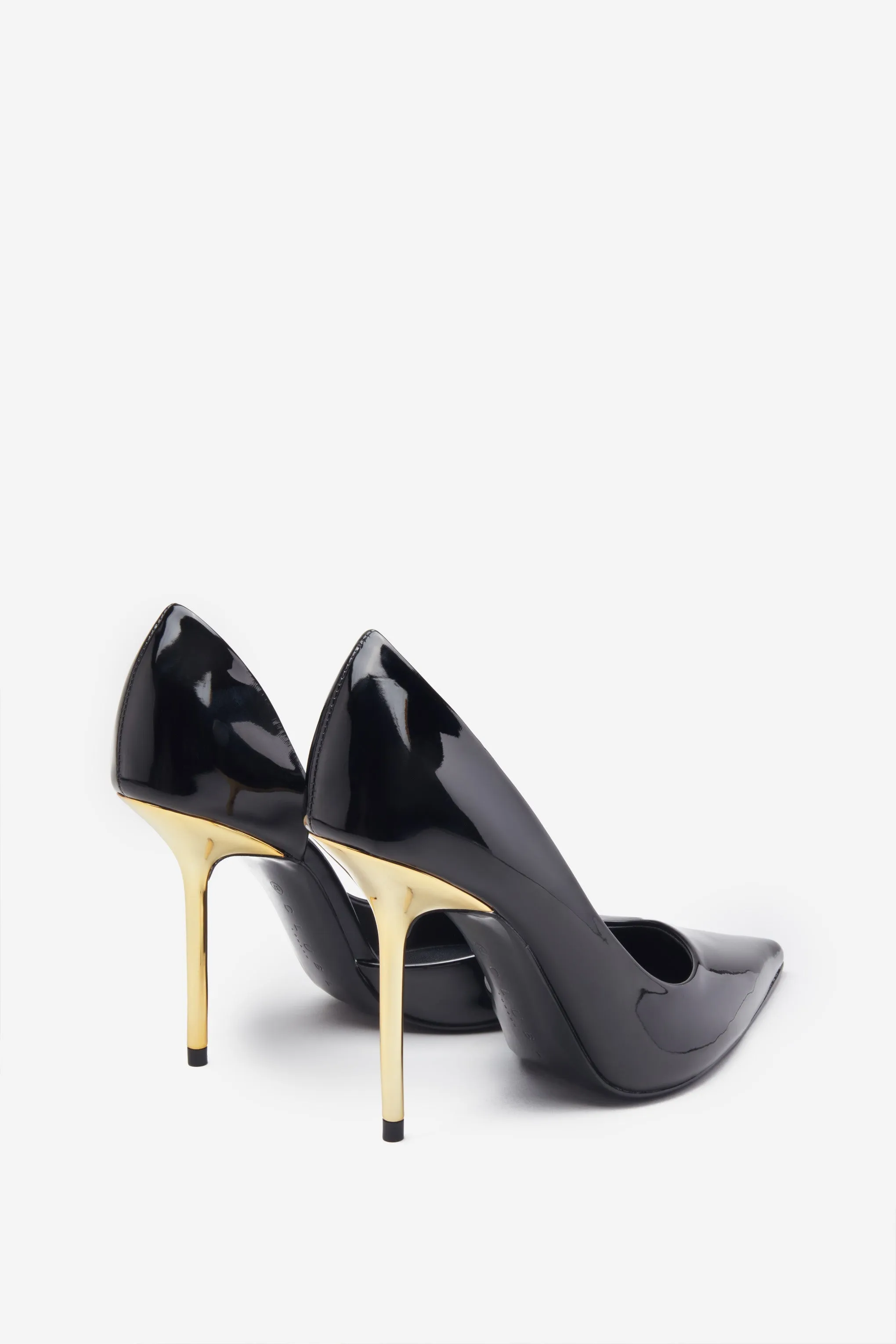 Hear Me | Black Metallic Cutaway Pointed Court Heels