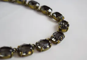 Light Grey Swarovski Unfoiled Crystal Collet Necklace - Large Oval