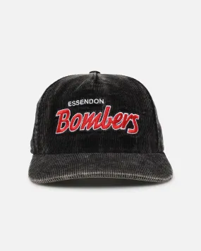 New Era Essendon Bombers 'Washed Corduroy' Pre-Curved Golfer Snapback Black/Kelly Green