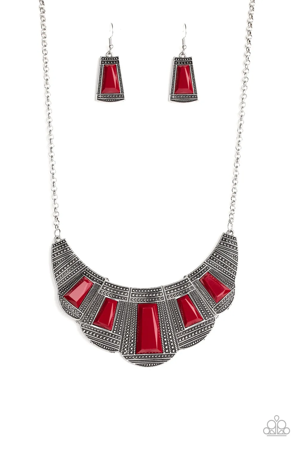 Paparazzi Lion Den Red Necklace Set