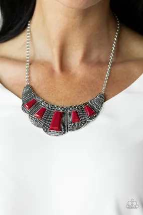 Paparazzi Lion Den Red Necklace Set