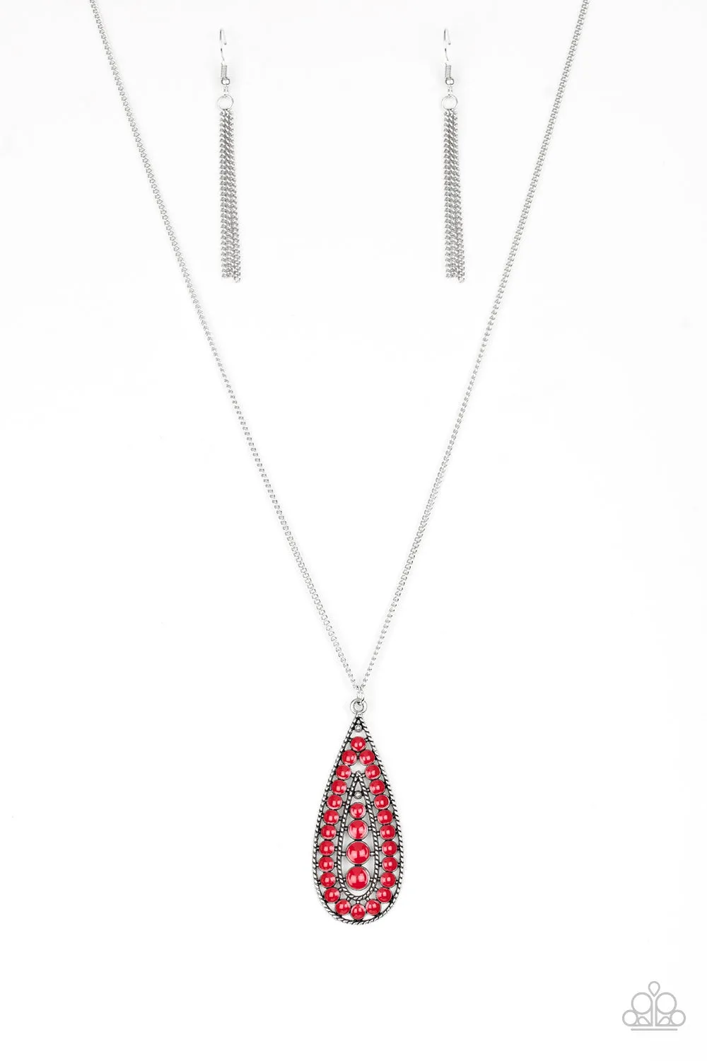 Paparazzi Tiki Tease Red Necklace Set