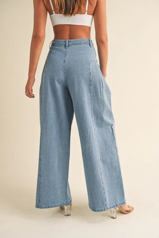 Pleated Flare Wide Leg Pants