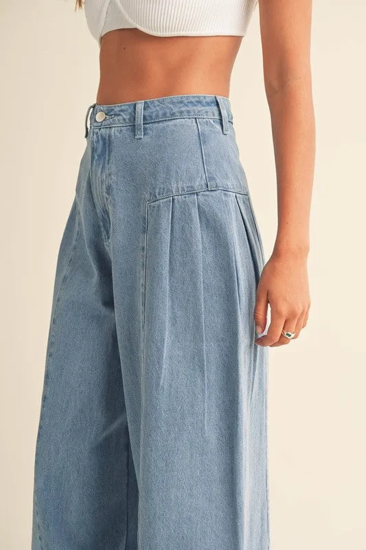 Pleated Flare Wide Leg Pants