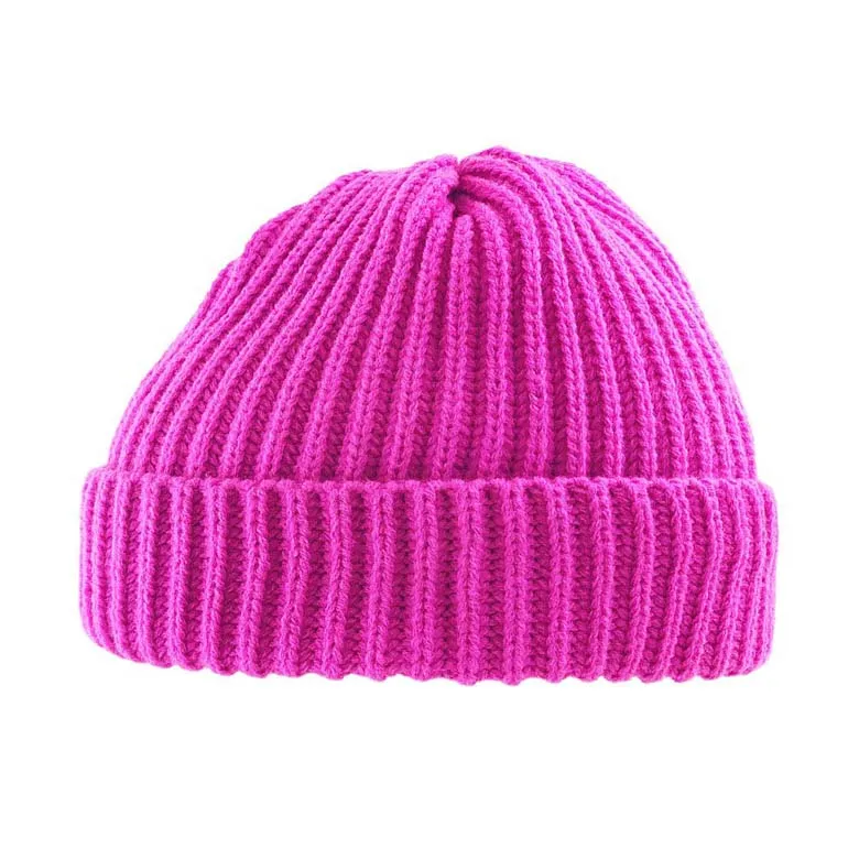 Ribbed Knit Cuffed Beanie Hat