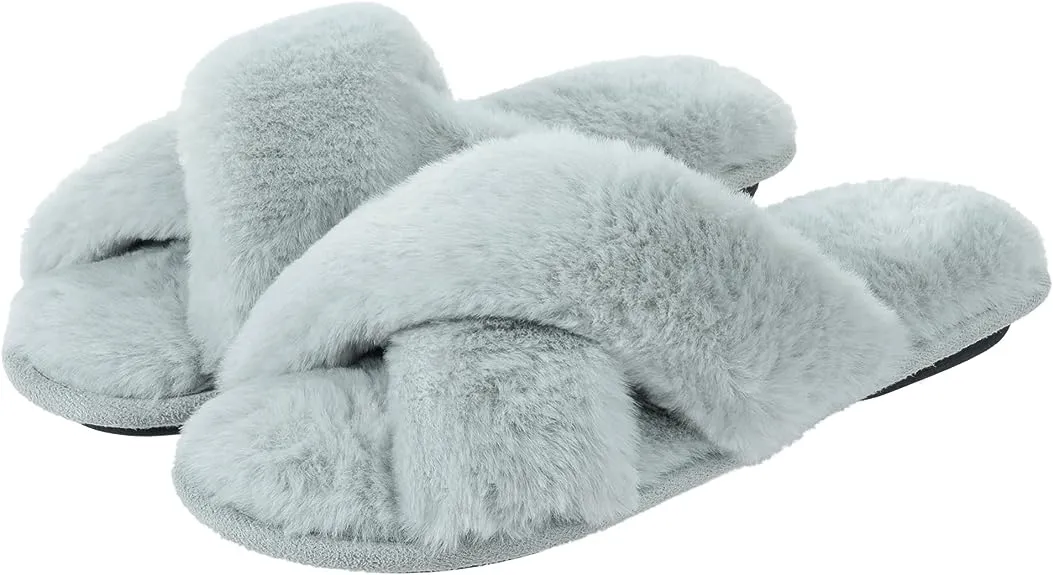 RockDove Women's X-Band Faux Fur Slide Slipper