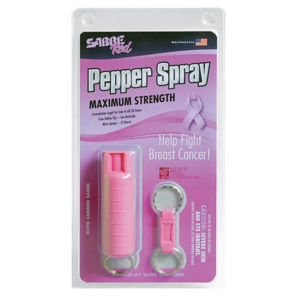 Sabre Pepper Spray With Quick Release Helps Fight Breast Cancer Pink Solid Print 0.21 Lb.