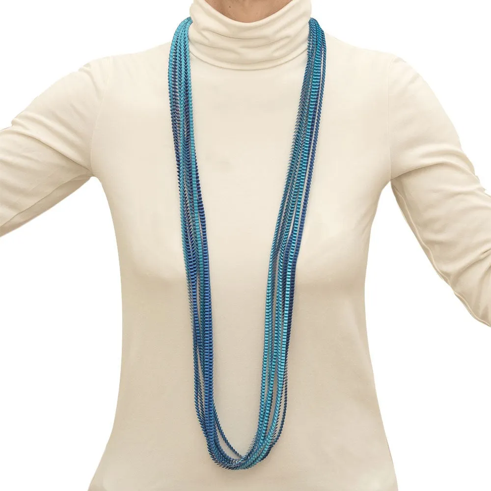 Satin Pleated Necklace Essilp Blue Turquoise KL 08