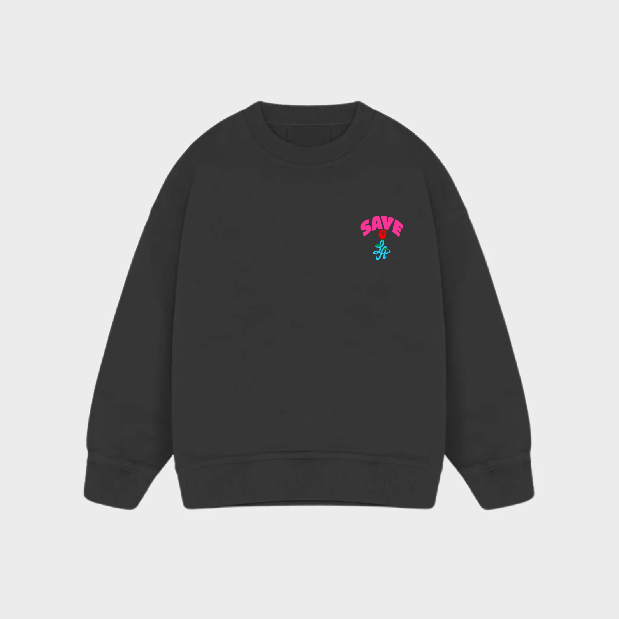 SAVE LA ROSE VINTAGE CREWNECK SWEATER (FUCHSIA/TEAL)