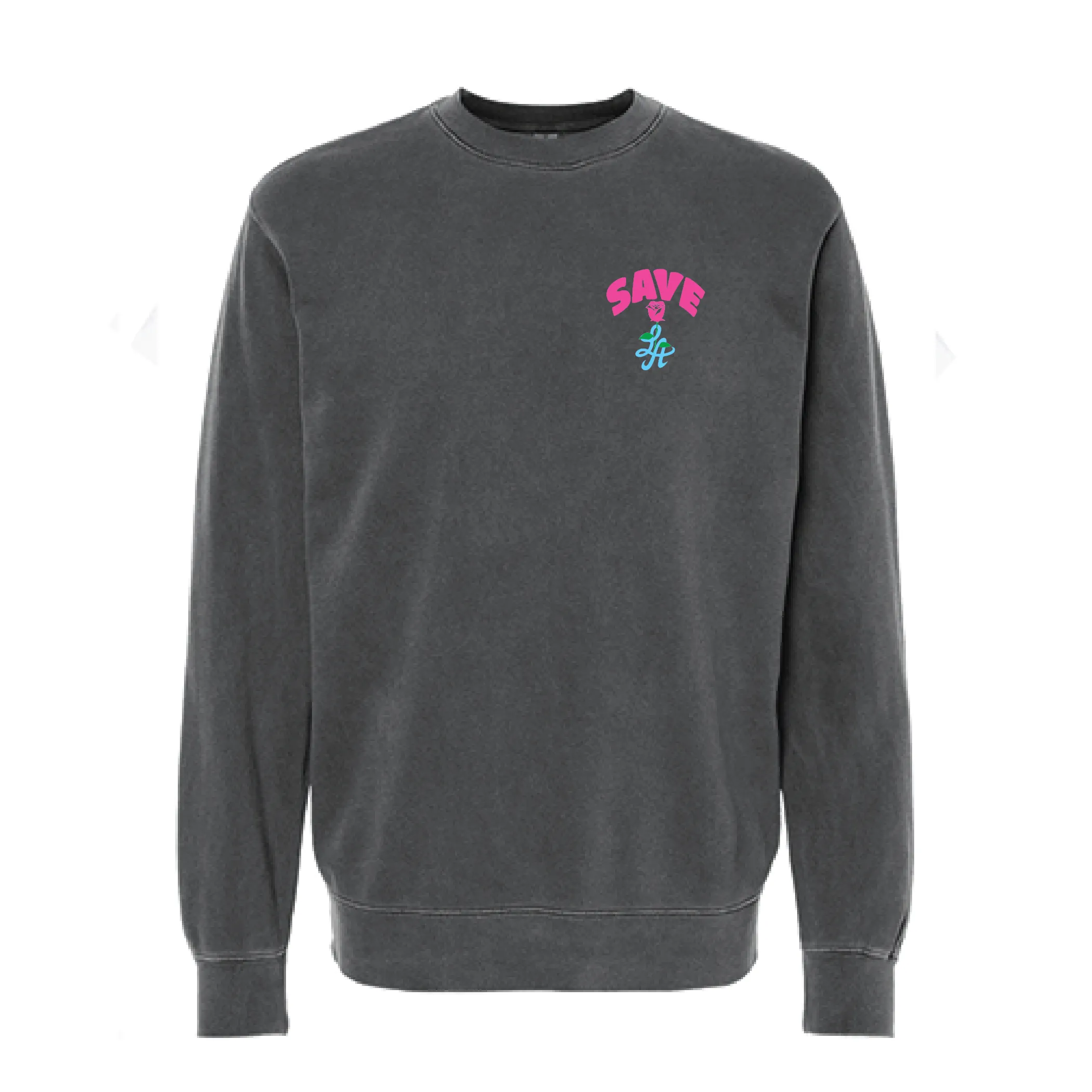 SAVE LA ROSE VINTAGE CREWNECK SWEATER (FUCHSIA/TEAL)