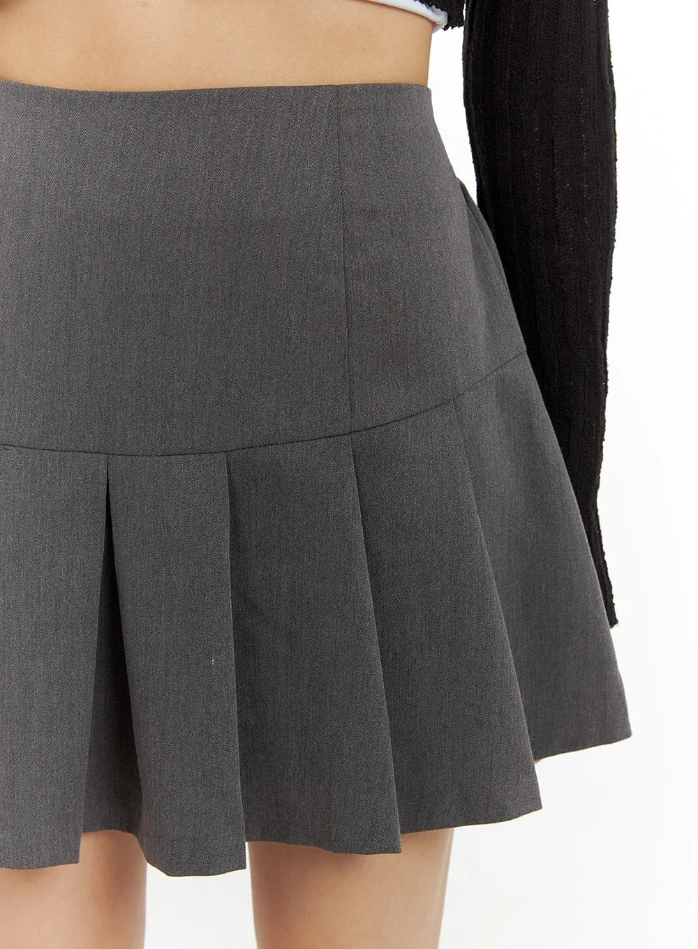 Solid Pleated Cotton Mini Skirt CM427