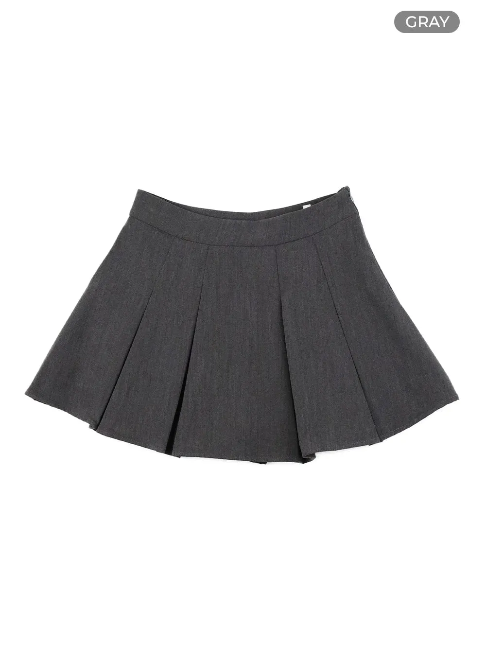 Solid Pleated Mini Skirt OA416