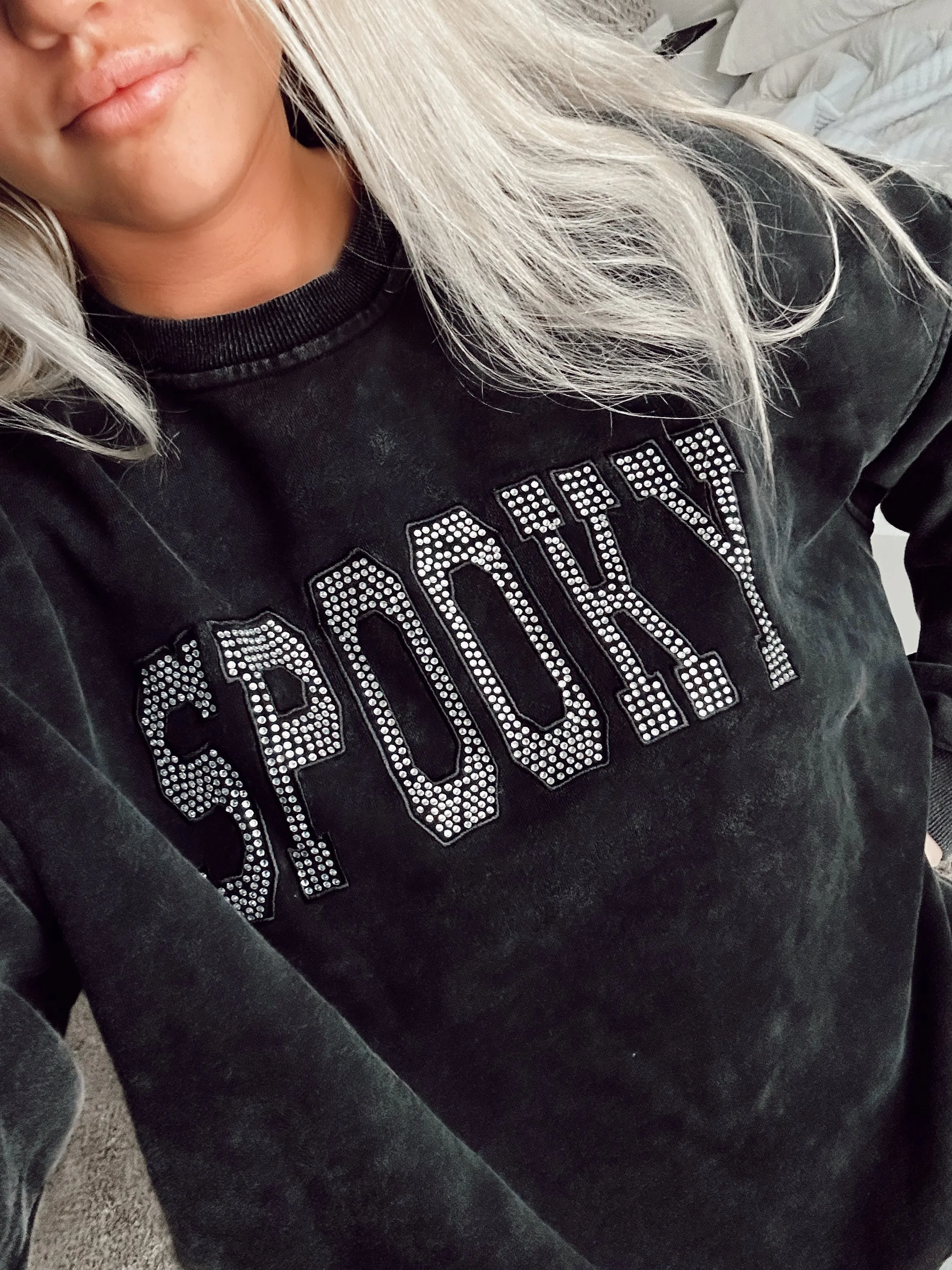 SPOOKY RHINESTONE SWEATSHIRT