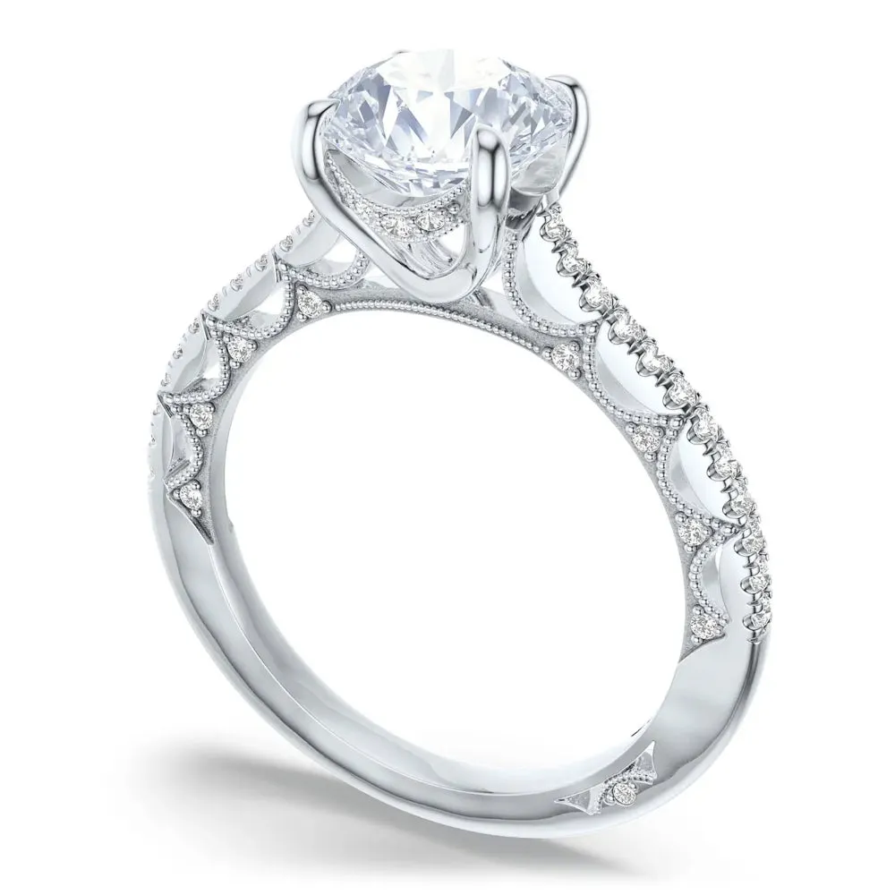 Tacori 18k Lunetta Crescent Round Solitaire Engagement Ring