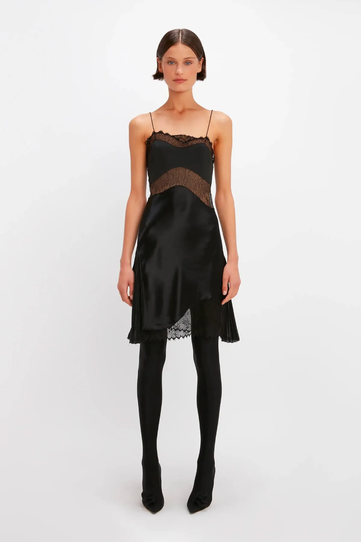 Victoria Beckham Lace Detail Cami Mini Dress - Black